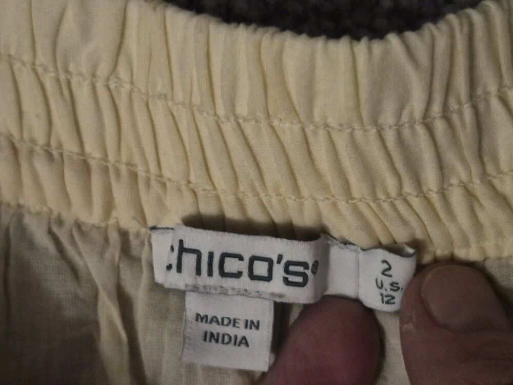 Chico's Crochet Tiered Midi Skirt Ivory Taupe Cotton 2, US 12 Boho Prairie Fairy - Picture 3 of 13